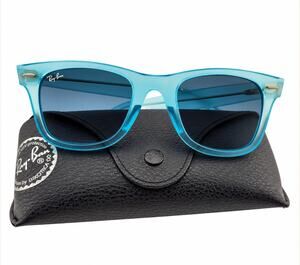 Ray-Ban Wayfarer RB2140 Ice Pop Blueberry Sunglasses Handmade Italy w/ Case